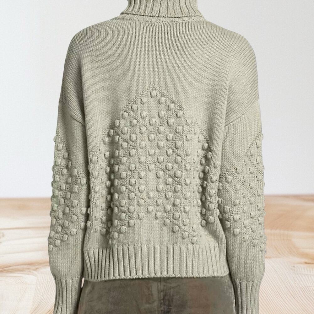 Splendid Elvira Bobble Knit Turtleneck Sweater Sz L Womens 48" Bust Juniper $188 - Picture 5 of 10